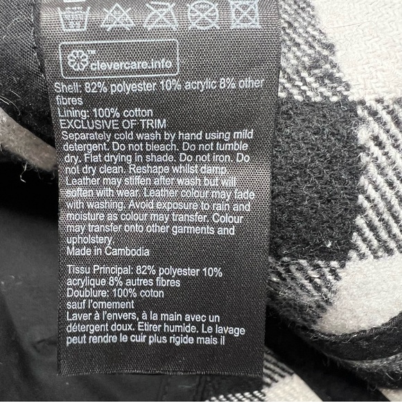 All Saints Check Baseball Cap Strapback Hat Black White Buffalo Check Fuzzy GUC - Picture 9 of 9